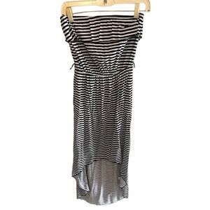 Trixxi NWT Black White Striped High Low Jersey Knit Strapless Dress Size M